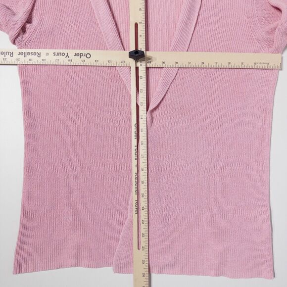 Eileen Fisher Cardigan Women M Pink Cotton Silk Italian Yarn Open Front Sweater - Picture 8 of 10